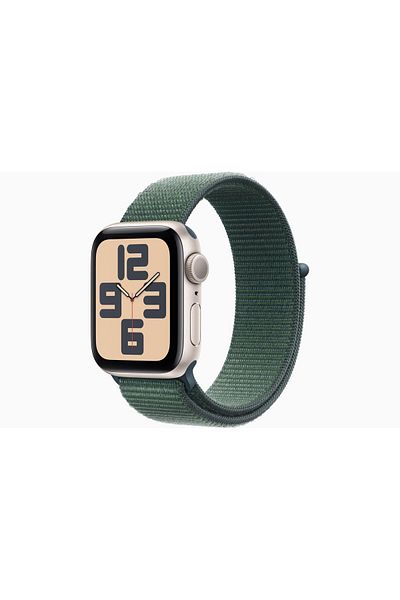 Apple Watch SE GPS 44mm Starlight Aluminium Case with Lake Green Sport Loop