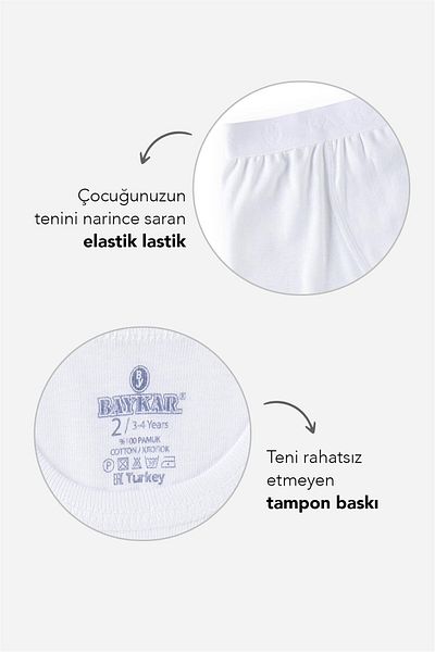 BAYKAR Boy's Cotton Plain Classic Comfortable Cut Boxer 3 Pack White