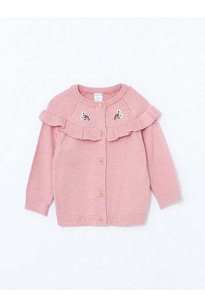 LC Waikiki Lcwk Crew Neck Embroidered Baby Girl Cardigan