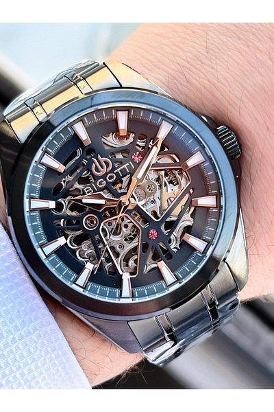 Bigotti Automatic and Wind up Case and Cord Steel 5 Atm Waterproof Men's Wristwatch Ebg.10642.X1