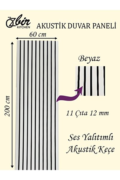 ÖZBİR MOBİLYA Özbir Kıtchen Beyaz Akustik Duvar Paneli 60x200 Ahşap Duvar Paneli
