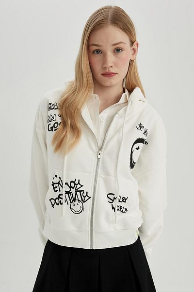 DeFacto Smileyworld Oversize-Sweatshirt mit Kapuze und Reißverschluss – C5380ax24sp