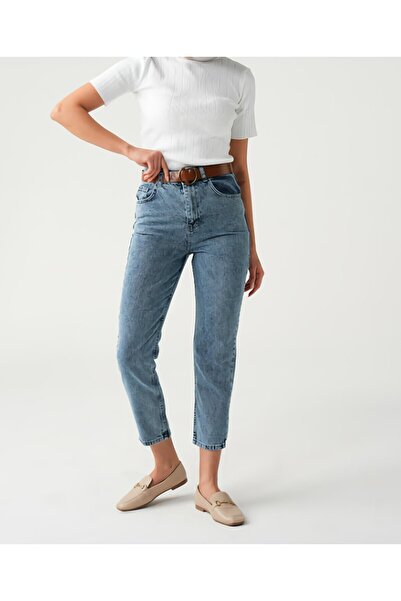 ByCukurovaFrango By-7599 Zero Max High Waist Mom Blue Jeans Lycra Stretch Boy...