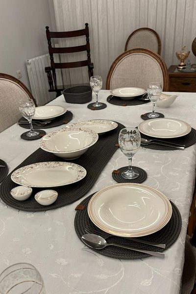 MISS JULİ 14 Pieces Wicker Plates American Serving, Coasters, Bread Holder, Runner Set Set