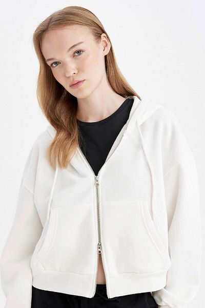 DeFacto Cool Hooded Basic Zippered Sweatshirt - Z7069Az24Wn
