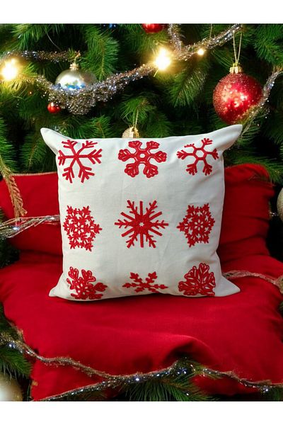 LUWİNO HOME Punch Christmas Crystal Snowflakes Throw Pillow 43X43 cm