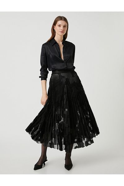 Koton Melis Ağazat X - Fustă midi plisată Jacquard