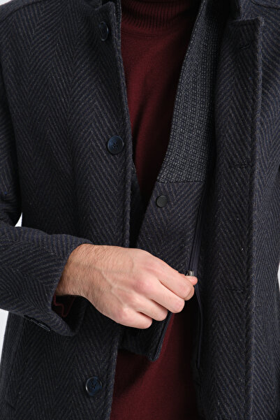 Frappoli Чоловічий пальто з високим коміром і грубим кашеміром - з шаленим коміром, стандартний крій