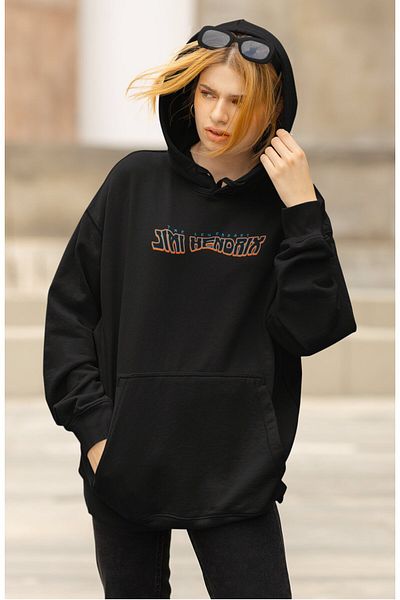 Fuddy Moda Jimi Hendrix V2 Unisex Oversize Hooded Sweatshirt - Back Printed Rock Band Hoodie