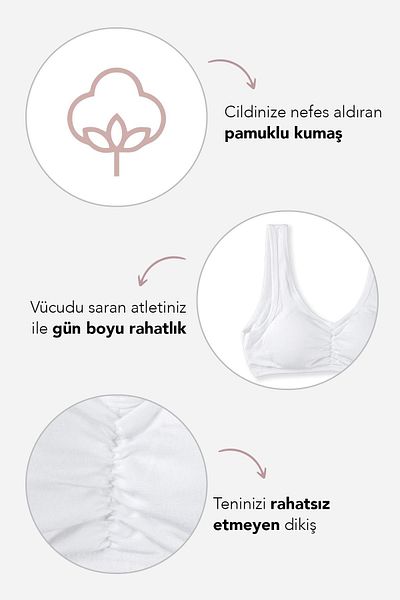 BAYKAR Sutien căptușit cu bretele groase de tip tânără 4409 alb