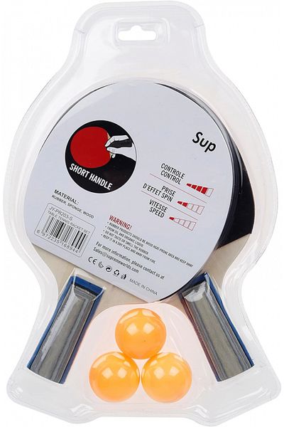 SUP Table Tennis Racket Set 2 Pcs Short Handle Racket With 3 Balls