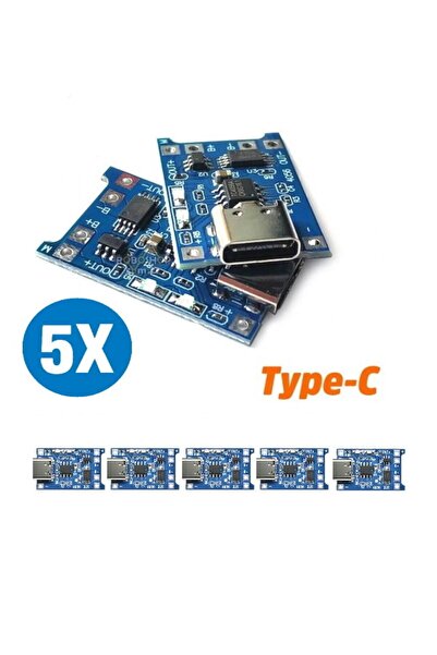 Diyotlab TP4056 18650 Lityum Pil Şarj Devresi Type C USB 5 Adet