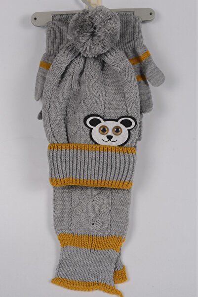 mercantoptan 4-8 Years Old 3-Piece Children's Scarf Beret Gloves Set