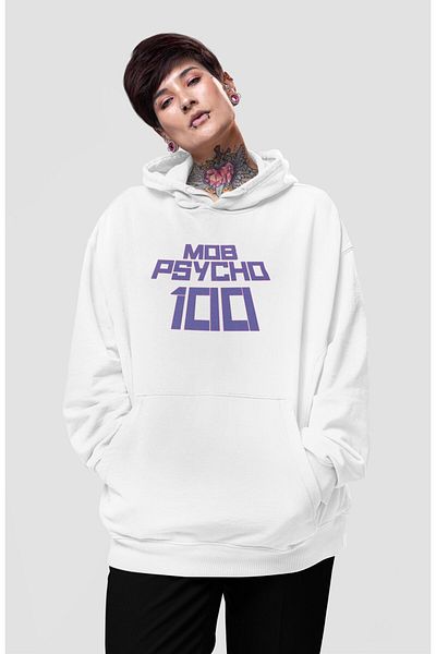 Fuddy Moda Φούτερ με κουκούλα με στάμπα Mob Psycho 100, Unisex Anime με κουκούλα