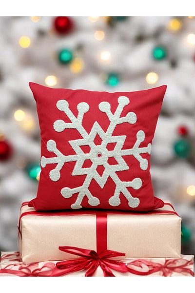 LUWİNO HOME Punch Christmas Snowflake Throw Pillow 43X43 cm