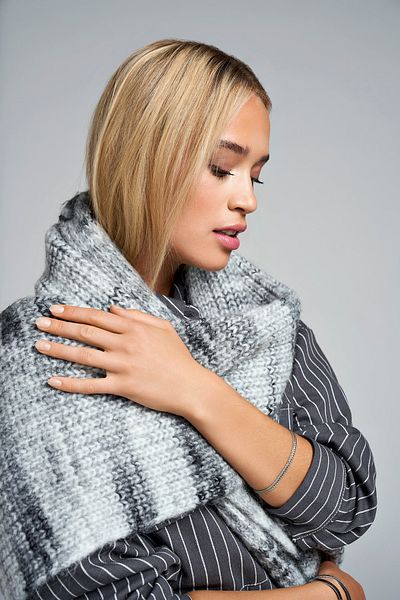 ONLY Gray Onllonny Patterned Women's Wool Scarf - 15323471