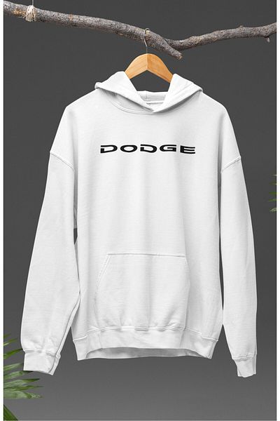 Fuddy Moda Oversize Dodg E Srt Back Printed Hooded Sweatshirt, Unisex Car Themed Hoodie