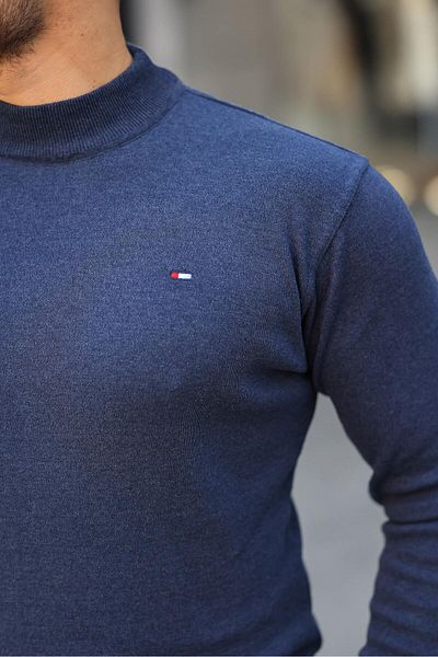 comstar Ανδρικό πλεκτό πουλόβερ με μισό ζιβάγκο Casual Navy Blue