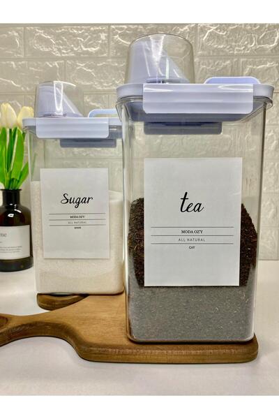 MODA OZY 2-Piece 2300ml Acrylic Food Container - with Tea/Sugar Measure Lid, Vacuum Lid Label