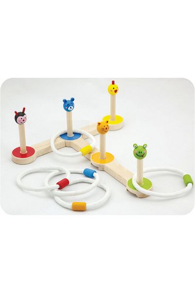 Viga Wooden Ring Tossing Animals Toy for Kids Ages 3+ Years, Multicolored