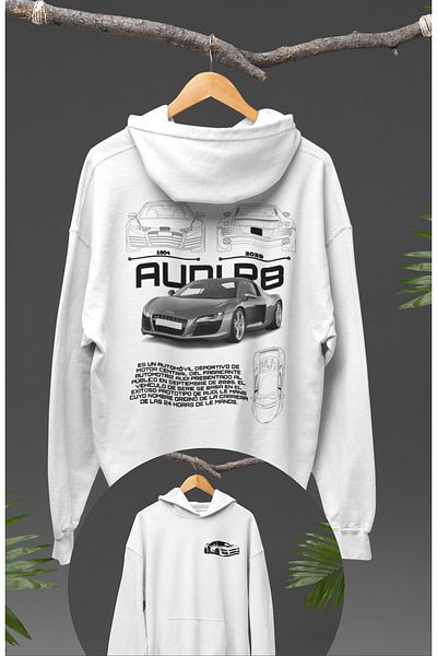 Fuddy Moda Φούτερ Unisex με κουκούλα με μοτίβο Audi R8