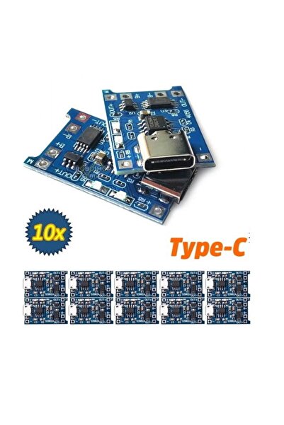 Diyotlab TP4056 18650 Lityum Pil Şarj Devresi Type C USB 10 Adet