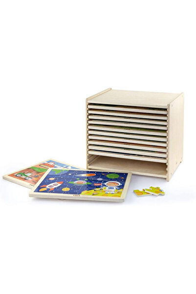 Viga Depolama Rafı Ahşap Puzzle 12 Takım 24 Parça
