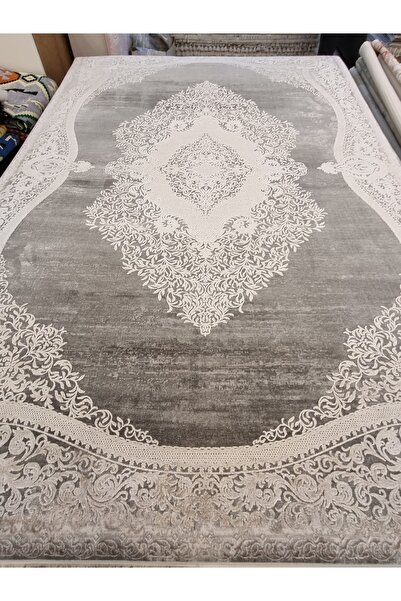 Tuğra Halı Tuğra Halı Thema Tm03 Gri Krem 1000 Tarak Pamuk Triko Halı 200X290