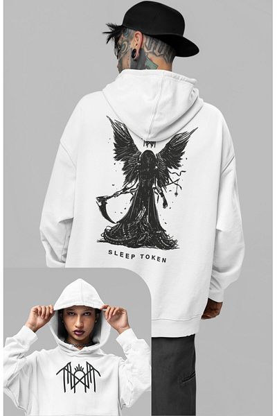 Fuddy Moda Unisex Sleep Token - Φούτερ με κουκούλα με στάμπα στην πλάτη, φούτερ με κουκούλα με στάμπα Rock Band