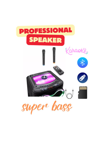 Subzero WR150 Süper Bass Profosyonel 120W 10''X2 RGB Işıklı Party Speaker Hoparlör Ses Sistemi