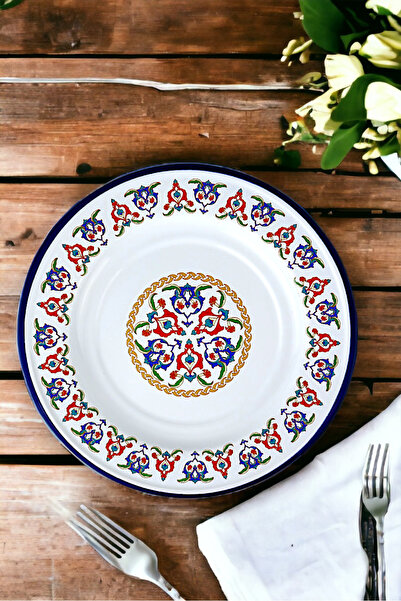 İnci Emaye 30 No 30 cm Enameled Dinner Plate - Plate Serving, Camping Picnic and Gift Dowry