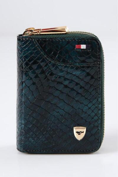 SEPTWOLVES محفظة نسائية وحامل بطاقات من الجلد الطبيعي باللون الأخضر من توتكو