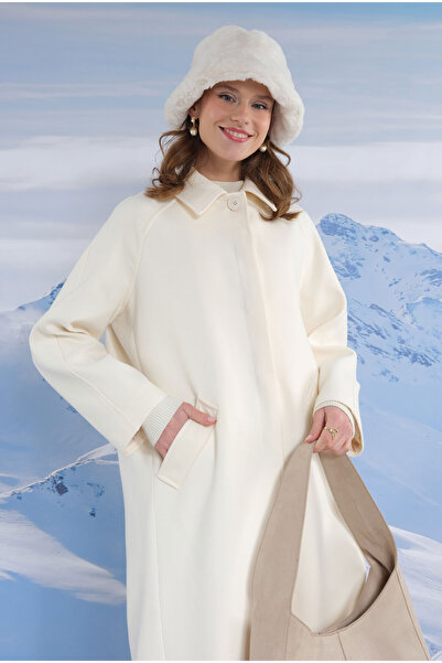 HEQA Uzun Kaşe Kaban Ekru