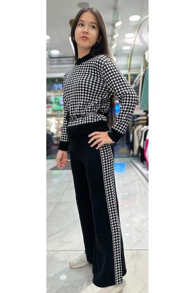 Minimoda Kids Kazayağı Desenli Kemerli Triko Takım