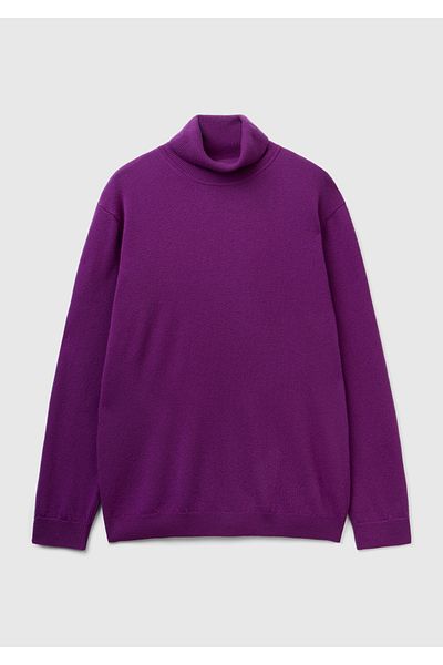 United Colors of Benetton Pulover Merino pentru bărbați cu gât violet