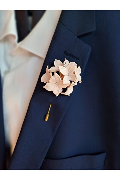 CREATİVESHOP Pudra Rengi Ortanca Damat Sağdıç Yaka İğnesi, Damat Yaka Çiçeği,...