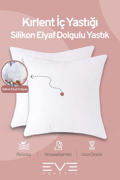 Eve Tekstil 4 Pieces Silicone Fiber Filled Square Throw Pillow Inner Pillow 350 gr