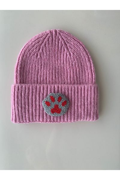 byebruketenci Luxury Pink Wool Kids-Youth Beret - Punch Detailed