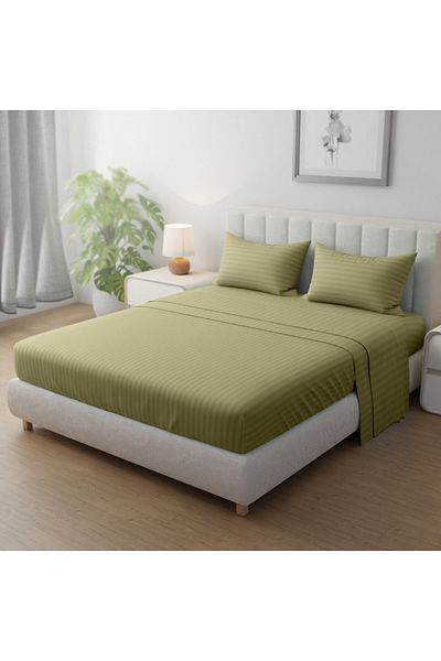 Hotel Linen Klub Queen-Striped Fitted Sheet Set - Premium and Durable Quality, Deep Pocket for a Perfect Fit