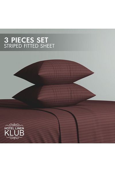 Hotel Linen Klub طقم ملاءات سرير مخططة واحدة - جودة ممتازة ومتينة، جيب عميق لملاءمة مثالية