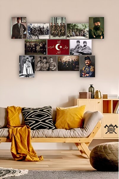 ahşap dünyam 12 parça İttihat ve Terakki Resimleri Çerçeve Görünümlü Mdf tabl...