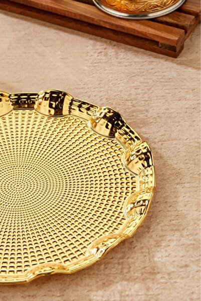 Cooker 25 Cm Rölyefli Metal Sunum Tepsisi