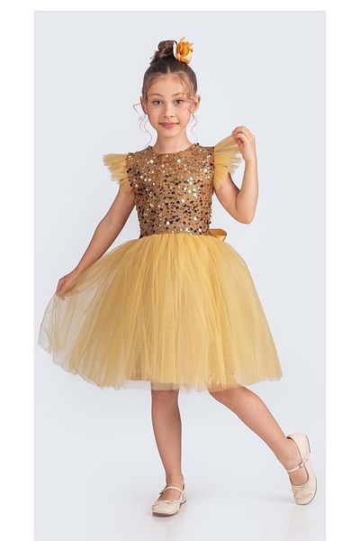 Mnk Baby&Kids Yellow Tulle Girl's Dress - Kpl Mnk0526