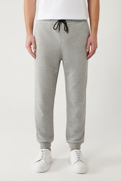 Avva Graue Herren-Jogginghose mit Schnürung an der Taille und elastischem Bein und 3 Fäden E 003402