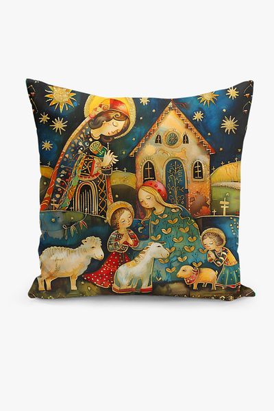 Filamente New Year Christmas Pattern Double Sided Digital Printed Throw Pillow Cover