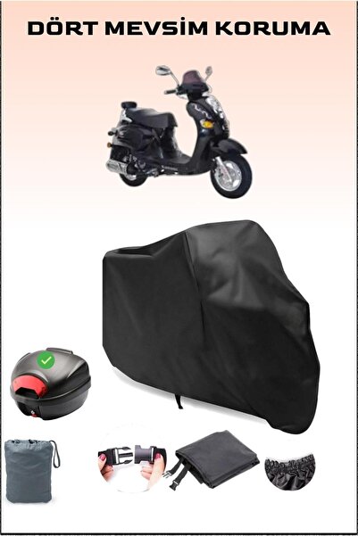Breen Black Kanuni Classic 125 Rear Bag Compatible Motorcycle Tarpaulin Water...