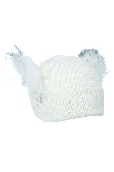 Oppland Girls - Stretchy and Comfortable Winter Beanie with Double Pompom Cotton Fold