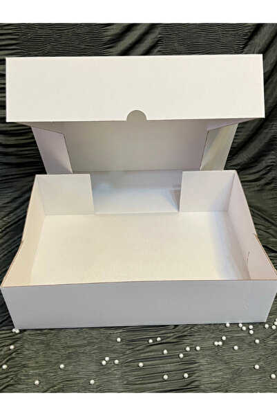 giftpuffy Çok amaçlı beyaz karton taşıma - çeyiz - paketleme - hediye kutusu 28,5x38,5x10 cm büyük boy