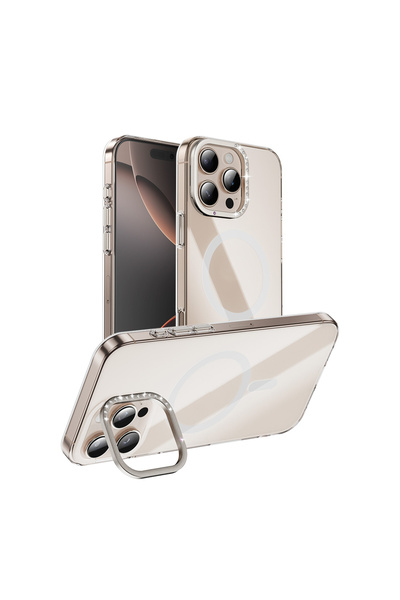 Gpack Apple iPhone 16 Pro Max Kılıf Magsafeli Kamera Standlı Estop Kapak Şeffaf