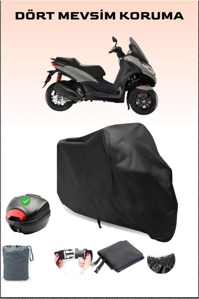 Breen أسود Piaggio Mp3 300 حقيبة خلفية متوافقة مع القماش المشمع للدراجات النا...